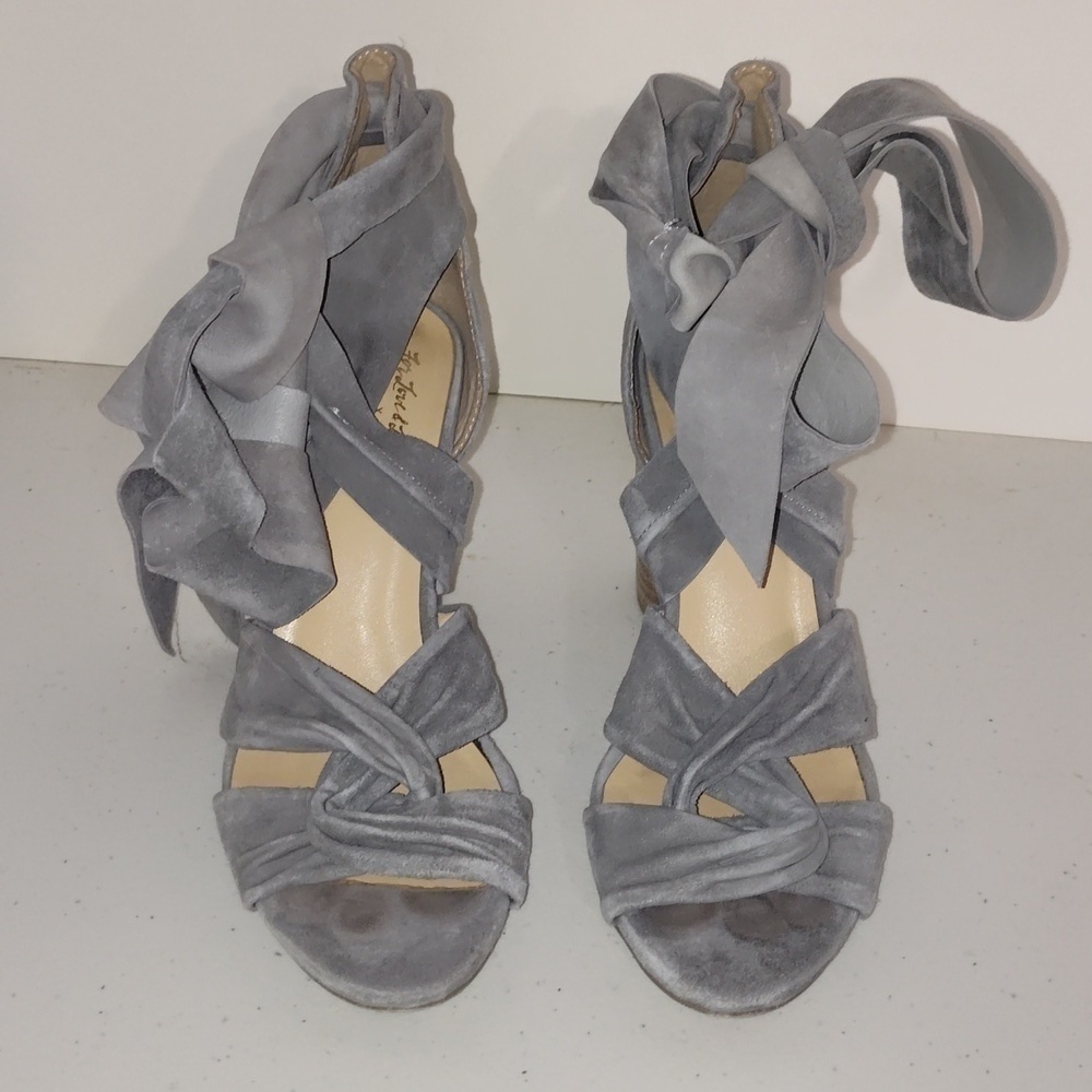RAYE x For Love and Lemons gray suede  sandal heels size 37.5